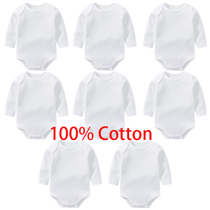Bib Long Sleeve - 3/8PCS/LOT Long Sleeved Baby Bodysuits 100%