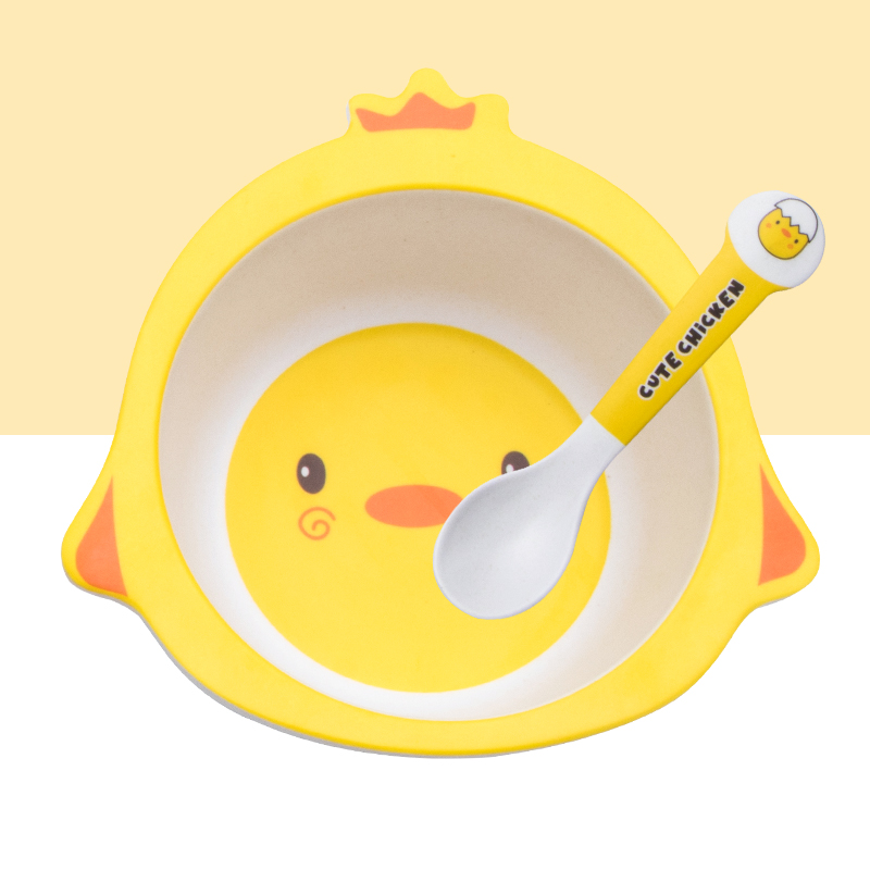 Cute Cartoon Chicken Bamboo Fi - Baby Food Bowl ulasan dan harga