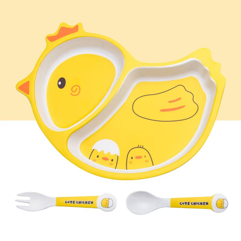 Cute Cartoon Chicken Bamboo Fi - Baby Food Bowl ulasan dan harga