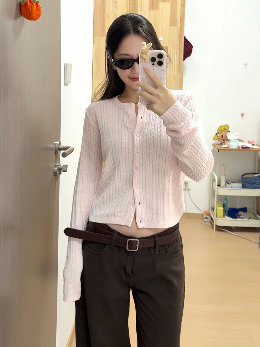 Twist Flower Baby Pink Sweater - Bib Long Sleeve ulasan dan harga